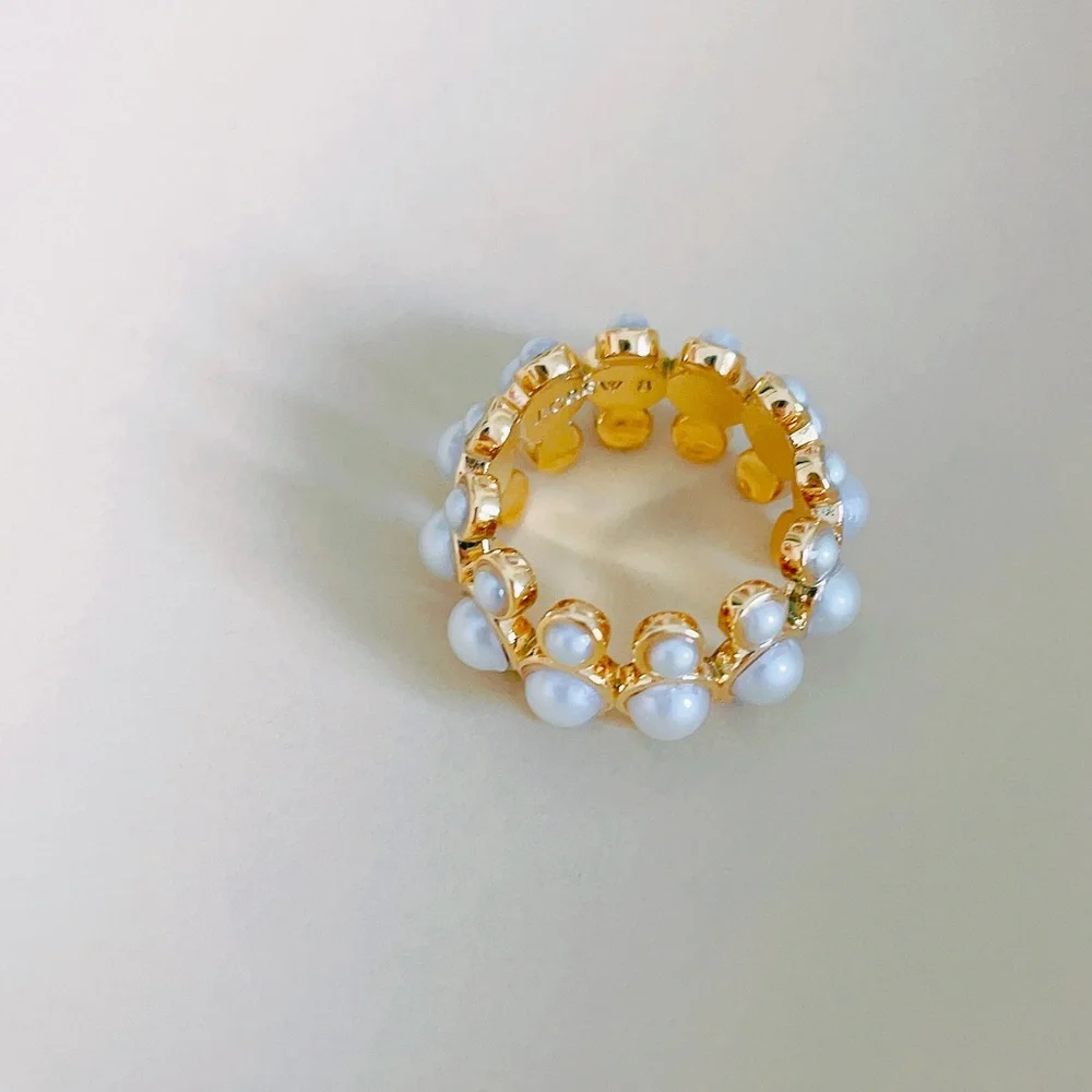 J crew Layered Pearl Statement Ring‎ Sz7